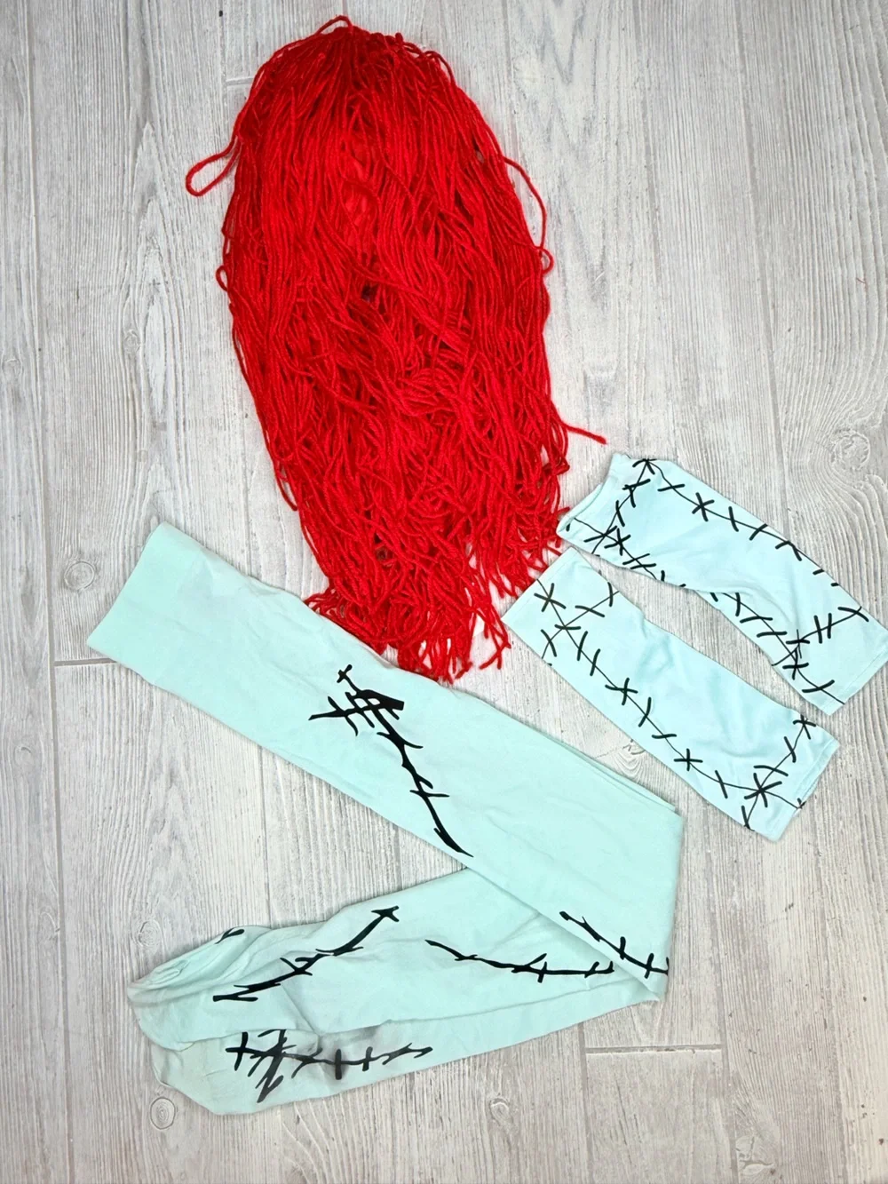 Nightmare before Christmas Sally accessories arms , stockings, and hair costume